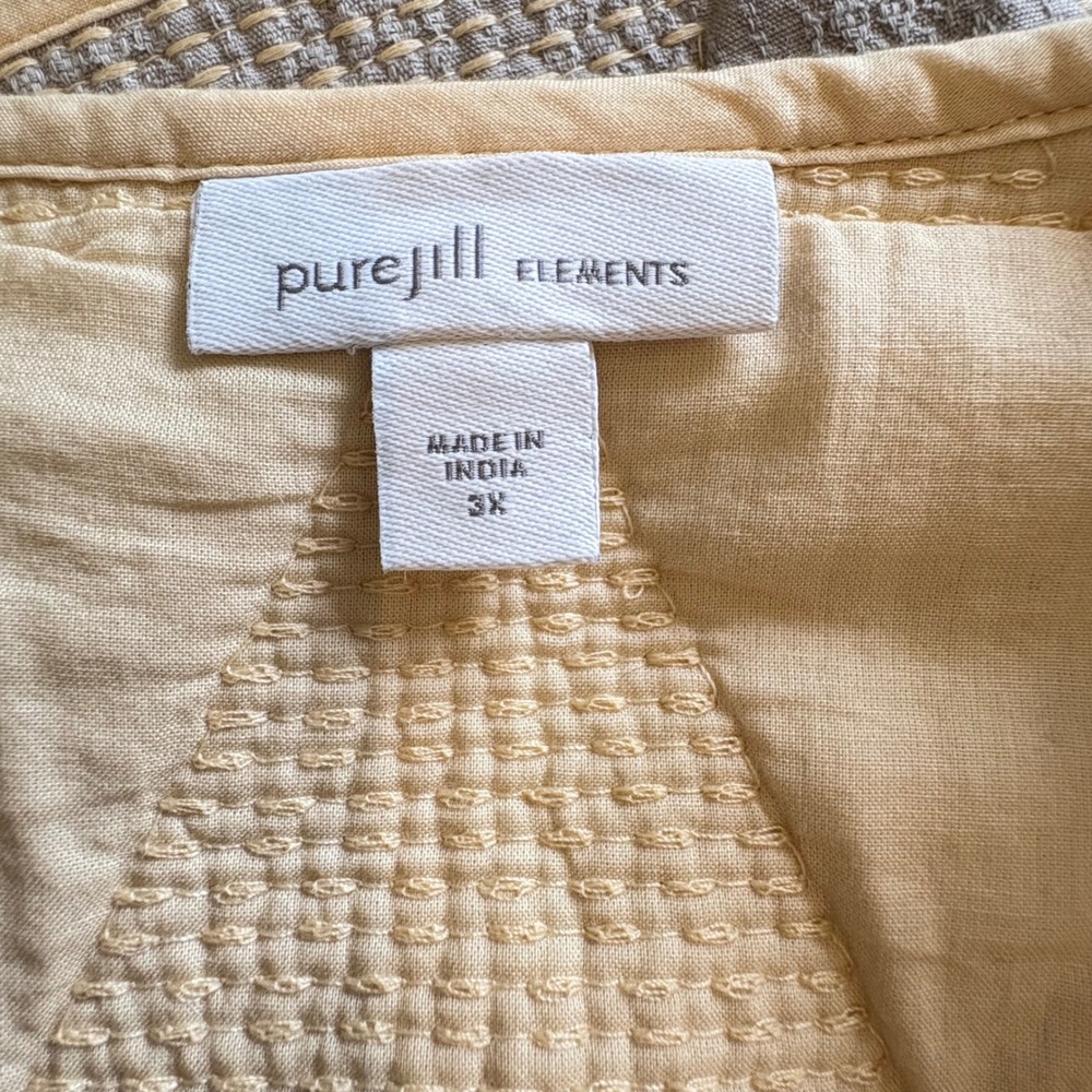 Pure Jill Elements Quilted Vest 3X Gray Triangle Cotton Linen Boho Cottagecore - Picture 3 of 5